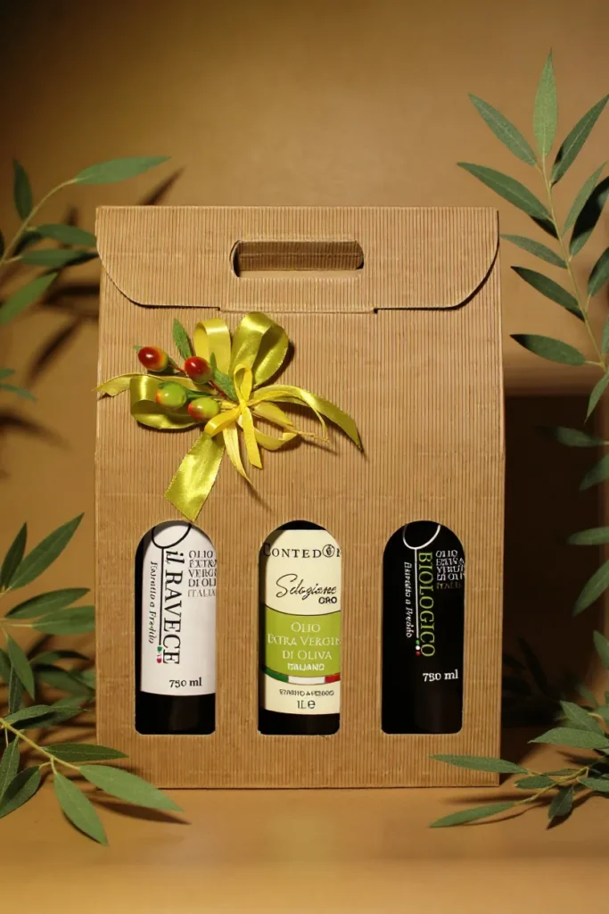 Verpackung mit nativem Olivenöl extra von Contedoro als Firmengeschenk